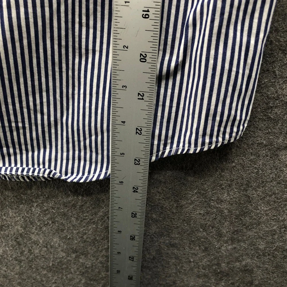 Ralph Lauren Custom Fit Striped Shirt‎ Boys 12 Navy White Long Sleeve Pink Pony